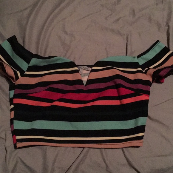 Rainbow crop top off the shoulder - Picture 1 of 1